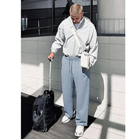 Pantalones Deportivos Casuales de Verano para Hombre, Corte Recto Regular, Estilo Vintage, Cintura Ajustable, 100% Algodón, Ecológicos, Antiarrugas, de Secado Rápido
