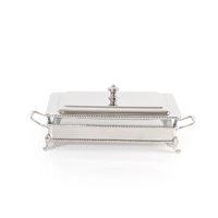 Plat à chafing rectangulaire de luxe en acier inoxydable avec couvercle, chauffe-plat élégant pour buffet, restauration et hôtels.