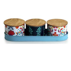 ชุดกระปุกโลหะเคลือบเงาสำหรับเก็บชา กาแฟ และน้ำตาล  ชุด 3 ใบ ราคาประหยัด - Product Image 3