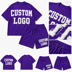 Conjunto de Camiseta y Pantalones Cortos de Algodón 100% con Logotipo Personalizado, Estampado en Serigrafía, Transpirable, Estilo Urbano, Informal, de Dos Piezas para Hombre - Product Image 5