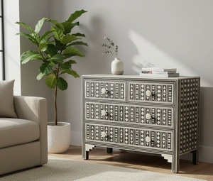Commode décorative en os incrusté avec un grand espace de rangement et un artisanat haut de gamme fait main pour la maison - Product Image 6