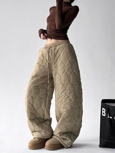 Pantalon matelassé à jambes larges pour homme et femme avec cordon de serrage, rembourrage synthétique beige - Product Image 6