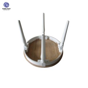 Table à manger ronde en bois d'acacia finition ivoire pour salle à manger - Product Image 2