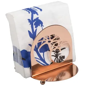 Modern Copper Napkin Holder with <b>Blue</b> Floral Print White <b>Cloth</b> Napkins for Restaurant <b>Table</b> Decoration - Product Image 4
