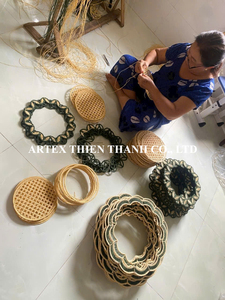 Eco Friendly Raffia Round Placemat Handwoven Decorative <b>Table</b> <b>Mat</b> Boho Dining Room Home Decor Handmade in Vietnam - Product Image 3