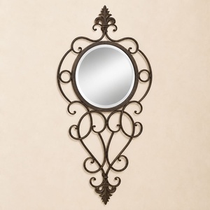 Espejo Decorativo Ovalado Hecho a Mano con Marco de Hierro Forjado Europeo Moderno de Lujo Premium para Pasillo, Venta al Por Mayor - Product Image 1