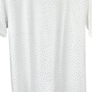 Camiseta negra personalizada de algodón de alto gramaje con pedrería, estilo urbano desgastado, gráfico brillante, estilo corto, ropa de moda. - Product Image 5