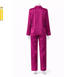 ชุดนอนสตรีซามาเวีย |   ชุดนอนผ้าซาตินโพลีเอสเตอร์/คอตตอนผสมปักลายด้วยเครื่องจักรแบบสั่งทำพิเศษ ปิดด้วยเชือกผูก-เนื้อผ้านุ่ม - Product Image 2