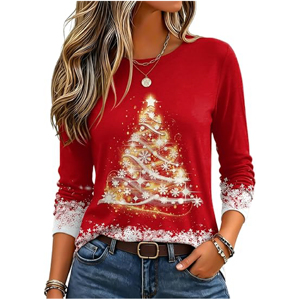 Unisex Merry Christmas <b>Raglan</b> <b>Sleeve</b> <b>Long</b> <b>Sleeve</b> Color Block Front Logo Eco-Friendly Breathable <b>T</b>-<b>Shirt</b> - Product Image 4