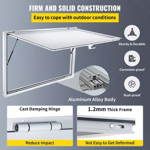 53 X 33 Inch <b>Concession</b> Stand Serving Window Door Double Point Fork Lock <b>Trailer</b> Type Awning Door for Convoy - Product Image 3