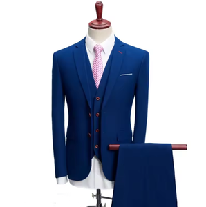 Costume d'affaires bleu clair pour homme, à double boutonnage, avec col cranté et pantalon à braguette boutonnée, pour occasions formelles - Product Image 6