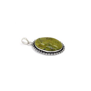 Natural Connemara <b>Marble</b> Oval Copper Alloy Pendant | Handmade Bezel Setting Silver Plated Pendant | Wholesale Statement Jewelry - Product Image 2