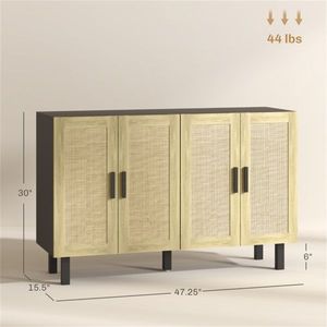Kitchen Storage Cabinet with Woven Baskets - Product Image 4