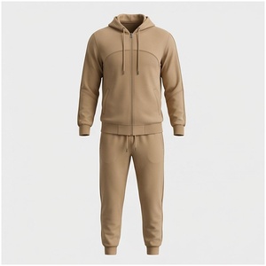 Ensemble de survêtement kaki pour homme, manches longues, capuche, fermeture éclair sur le devant, couleur unie, respirant, coupe décontractée, vêtements d'automne - Product Image 1