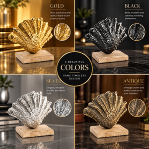 Objeto Decorativo de Resina Plateada sobre Base de Madera, Decoración de Mesa para Hogar con Temática Costera, Hecho a Mano con Diseño de Criaturas Marinas para Uso Doméstico - Product Image 3