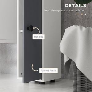 Armoire de salle de bain grise de 71 pouces avec étagères ouvertes et 2 compartiments réglables, idéale pour l'entrée ou l'hôpital, pour le rangement du papier toilette - Product Image 6