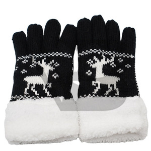 Warm Knitted Cute Oem Winter Infant Stripe Girls Blue Children Cotton <b>Gloves</b> - Product Image 2