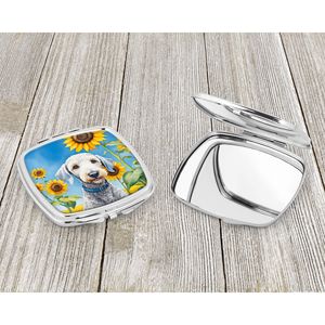 Bedlington Terrier girasoles compacto viaje maquillaje espejo de mano plegable bolsillo decorativo regalo para mujeres y niñas - Product Image 3