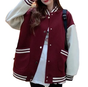 แจ็กเก็ตเลตเตอร์แมนสำหรับผู้หญิงทรงโอเวอร์ไซส์ใส่ลำลองแจ็กเก็ตมีตัวแทนดีไซน์ตามสั่ง - Product Image 1