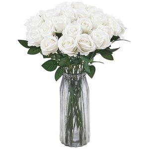 Fleurs artificielles en mousse blanche réalistes, 60 pièces en vrac, fausses roses pour bouquet de mariage DIY ou douche nuptiale, tiges artificielles blanches - Product Image 6