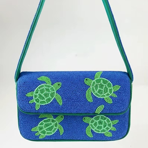 กระเป๋าถือลำลองประดับลูกปัดแก้วหลากสี ได้รับการรับรองจาก MS Handicraft ผลิตด้วยมือในอินเดีย ลูกปัดแบบกำหนดเอง รูปทรงตามสั่ง - Product Image 1