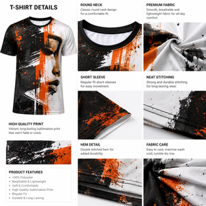 Custom All Over Sublimation Printing <b>100</b>% <b>Polyester</b> Sublimation T-<b>shirts</b> for Men - Product Image 5
