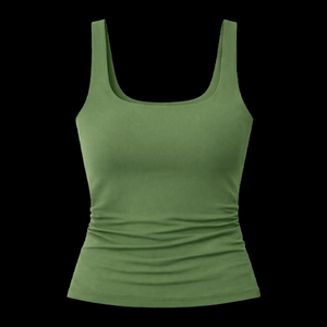 Women's Solid Green Knitted Tank <b>Top</b> Scoop Neck Casual Sleeveless Regular Length <b>Top</b> - Product Image 1