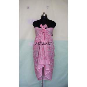 Pareo Indio Hecho a Mano 100% Algodón Orgánico con Estampado Floral Rosa Personalizado, Ropa de Playa de Verano, Cubierta de Baño con Borde Decorativo - Product Image 2