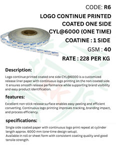 Logo Continue Printed One Side Coated <b>Paper</b> <b>Roll</b> for Packaging <b>Wrapping</b> Printing Labeling Industrial and Food Grade Use - Product Image 5
