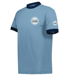 T-shirt en toile pour homme, coton peigné, avec coutures latérales contrastées - Product Image 2