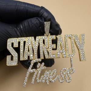 Pendentif Lettre Moissanite Iced Out Stay Ready Fitness Plaqué Or 18K Thème Hip Hop Bijou Unisexe - Product Image 5