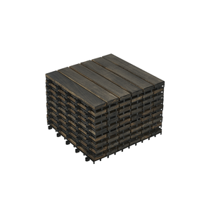 10pcs <b>Interlocking</b> Deck <b>Tiles</b> Striped Pattern 12\" X 12\" Dark Brown Square Acacia Hardwood Outdoor <b>Flooring</b> for Patio & Balcony - Product Image 1