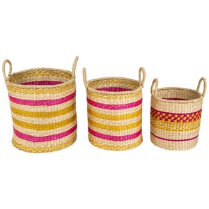 Set of 3 Seagrass <b>Baskets</b> in Mixed Colors Handmade <b>Storage</b> <b>Basket</b> Wholesale eco-friendly Made in Vietnam - Product Image 1