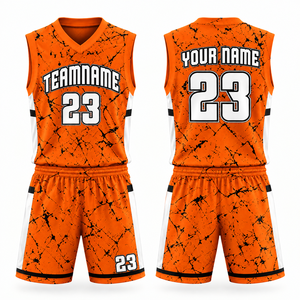 Maillot de basket-ball pour hommes personnalisé avec logo d'usine, design sublimé, sans manches, col en V, taille élastique, respirant, séchage rapide - Product Image 3