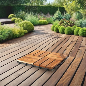 Baldosas de Madera de Acacia de Fácil Instalación, Sistema de Encaje, para Pisos de Patio Exterior - Product Image 1