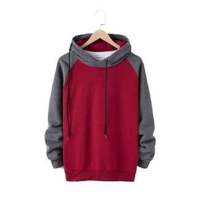 เสื้อฮู้ดดี้บล็อกสีแบบกำหนดเอง ยูนิเซ็กซ์ แขนเสื้อแร็กแลนตัดต่อ ขายส่ง - Product Image 1