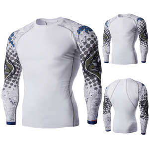 เสื้อรัดกล้ามเนื้อ MMA แบบสั่งทำพิเศษ พิมพ์ลายด้วยความร้อน แห้งเร็ว ผลิตจากผ้าสแปนเด็กซ์/โพลีเอสเตอร์ แขนยาว สำหรับทุกเพศ เหมาะสำหรับการฝึกซ้อม - Product Image 5