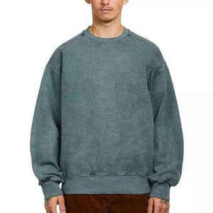เสื้อสเวตเชิ้ตคอกลมทรงปกติแบบเรียบง่ายสำหรับผู้ชาย ล้างสีแบบแอซิดวอช ราคาขายส่ง ขายดีที่สุด ขนาดและดีไซน์ตามสั่ง เสื้อสเวตเชิ้ตพื้นฐาน - Product Image 6