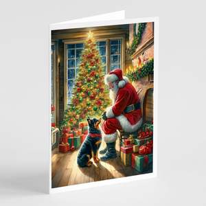 Lancashire Heeler Santa Claus Whimsical A7 Tarjetas de felicitación Paquete de 8 tarjetas de notas en blanco con sobres Tamaño 5x7 - Product Image 1
