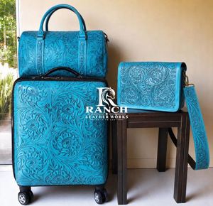 Luxury Lightweight Genuine Leather Cabin Travel <b>Luggage</b> Set with Premium Quality Price From India Manufacturer - Product Image 2