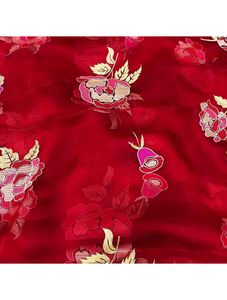 Tela de encaje de malla de poliéster georgette floral con bordado maltado estampado premium para vestidos de novia y bolsas de prendas de diseñador, exportación - Product Image 1