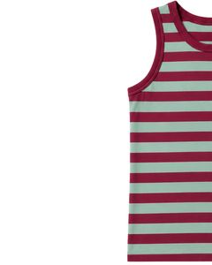 <b>Maroon</b> Mint Green Striped Men Cotton Tank <b>Top</b> Sleeveless Vest Casual Summer Gym Fitness Shirt Breathable Loose Fit Streetwear - Product Image 3