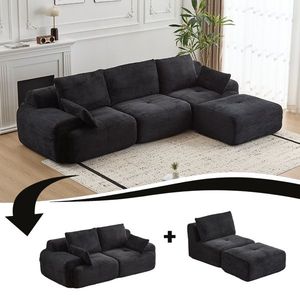 Modern Pet-Friendly Corduroy F Sectional Sofa Large Memory Foam Compressed Living Room Couch Cloud Modular Design - Product Image 2