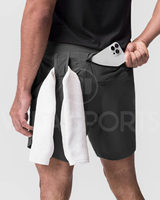 FlexCore Activewear Erkekler için Elastik Bel ve İç Destek Katmanlı, Nefes Alabilen 2'si 1 Arada Kargo Antrenman Şortu
