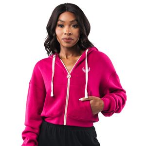Veste zippée en polaire pour femme, rose vif, à capuche, manches longues, douce, chaude, décontractée, pour la gym, l'entraînement, vêtements de sport légers, sweat-shirt - Product Image 2
