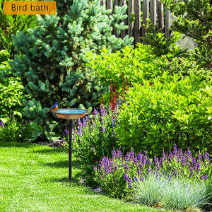 Bird bath vintage bird bath metal outdoor accessory landscape decor bird sanctuary <b>feeder</b> tray decorative yard stake garden - Product Image 4
