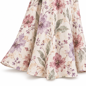 Vestido maxi floral tejido para mujer, manga larga, cuello con solapa, plisado, elegante, holgado, estampado, informal, acampanado, ropa al por mayor - Product Image 4