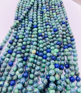 Perles Rondes d'Azurite et de Malachite de la Fabrique Rare Gems, Perles de Guérison, Chaînes de Perles, 15,5 pouces - Product Image 4