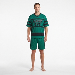 Maillot de football vert à col en V pour homme Hawk Eye, manches courtes, anti-transpiration, uniforme sportif toutes saisons, design rayé - Product Image 5