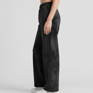 Pantalon large tie-dye personnalisé pour femme, taille haute, coupe ample, longueur intégrale, décontracté, en coton éponge, taille élastique, imprimé - Product Image 6